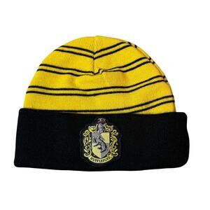 Harry Potter Hufflepuff Beanie Hat Black & Yellow Striped Official Merch OS